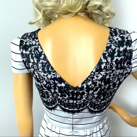 Tibi New York Silk Shift Dress | Size 0 | Black & White Stripes - Picture 6 of 15